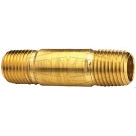 Dixon Long Pipe Nipple, 3/8-18 Nominal, 4 in L, Brass, MNPT End Style, Import 1660640C